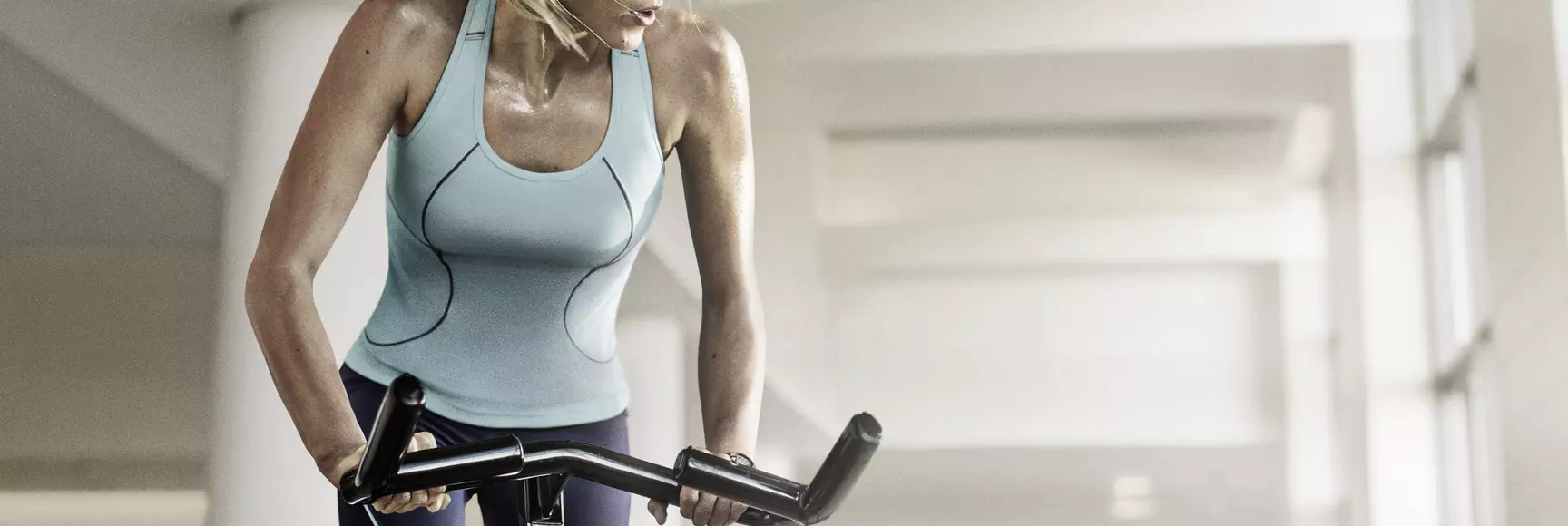 In-store POP poster promoting LYCRA® SPORT technology in stretch activewear – Because comfort and performance matter™